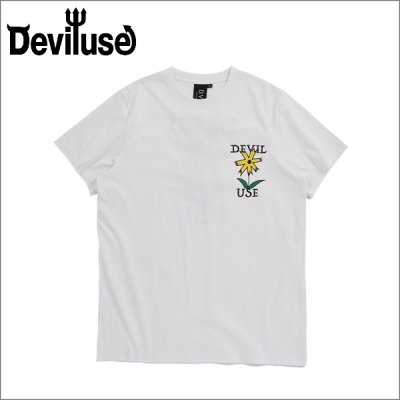 画像1: Deviluse デビルユース Prickly Flower Tシャツ WHITE