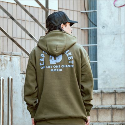 画像14: 【送料無料】CAPTAIN STREET Skull Head P/Oパーカー OLIVE キャプテンストリート