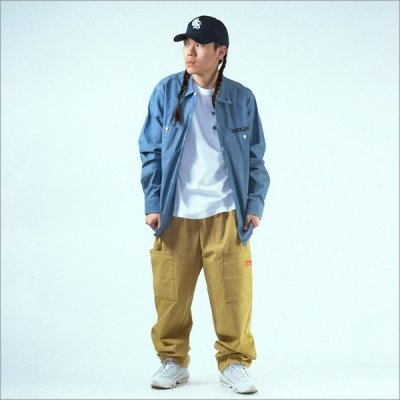 画像8: 【送料無料】KustomStyle カスタムスタイル PRAYING KATAKANA CHAMBRAY L/Sシャツ BLUE