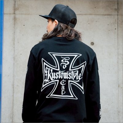 画像7: KustomStyle カスタムスタイル IRON CROSS L/S Tシャツ BLACK	
