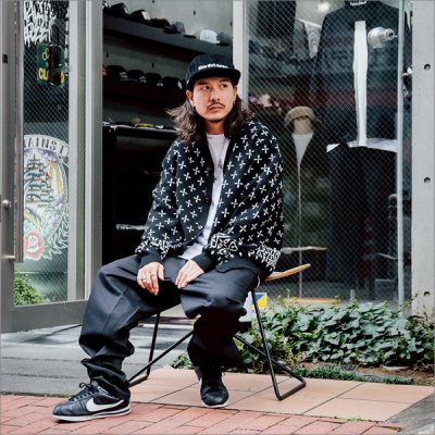 画像6: 【送料無料】COOKMAN クックマン Knitted Cardigan Bandanna Cross BLACK