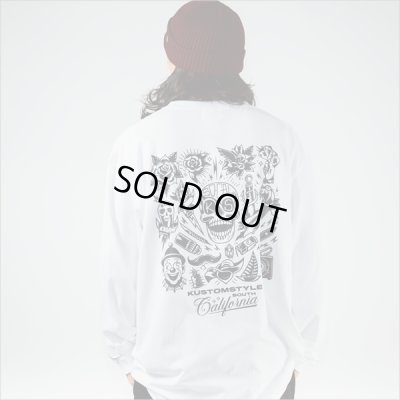 画像7: KustomStyle カスタムスタイル P.L.O SKULL L/S Tシャツ WHITE