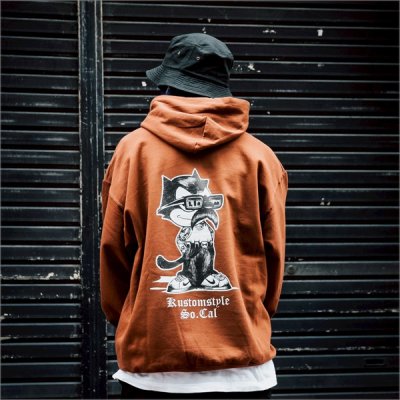 画像7: 【送料無料】KustomStyle カスタムスタイル THE CAT プルオーバーパーカー BROWN