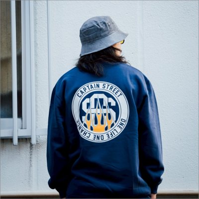 画像8: 【送料無料】CAPTAIN STREET Flame eighty クルーネックスウェット INDIGO キャプテンストリート