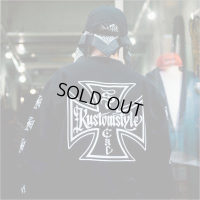 画像6: 【送料無料】KustomStyle カスタムスタイル IRON CROSS クルーネックスウェット BLACK
