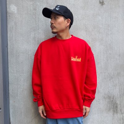 画像3: 【送料無料】Deviluse デビルユース Flame Logo クルーネックスウェット RED