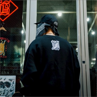 画像9: 【送料無料】KustomStyle カスタムスタイル CHAVO LOGO クルーネックスウェット BLACK
