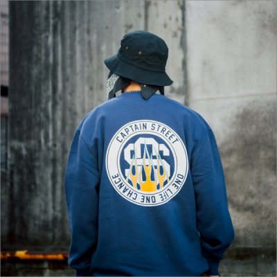画像10: 【送料無料】CAPTAIN STREET Flame eighty クルーネックスウェット INDIGO キャプテンストリート