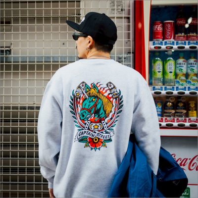 画像9: 【送料無料】CAPTAIN STREET Horse クルーネックスウェット ASH キャプテンストリート