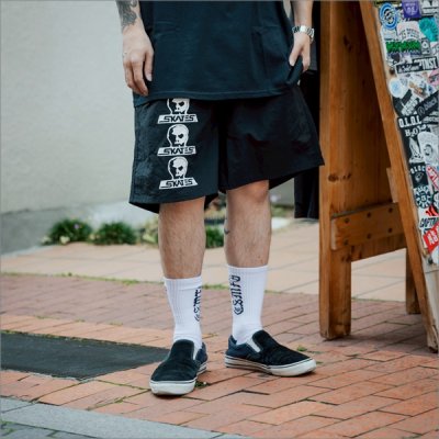 画像5: 【送料無料】SKULL SKATES スカルスケーツ ４ ロゴ ナイロンショーツ BLACK