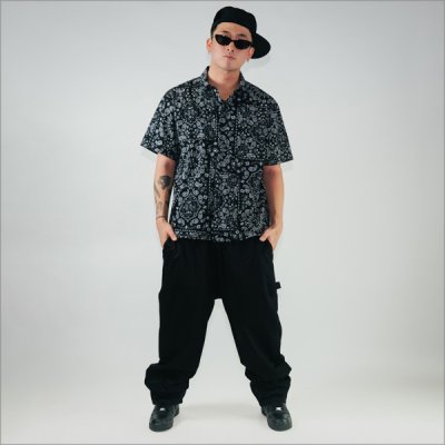 画像7: 【送料無料】COOKMAN クックマン S/Sワークシャツ Light Paisley BLACK