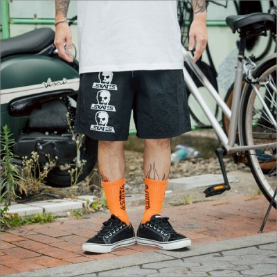 画像7: 【送料無料】SKULL SKATES スカルスケーツ ４ ロゴ ナイロンショーツ BLACK