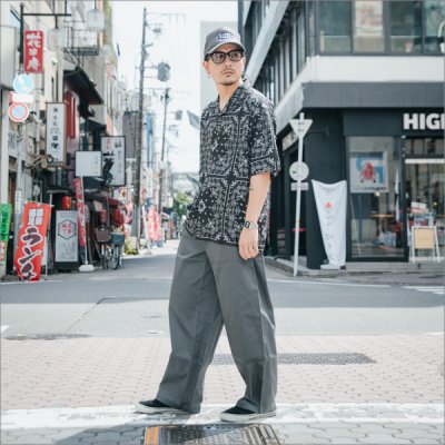 画像7: 【送料無料】BLUCO ブルコ オープンカラーシャツ -BANDANA- BLACK