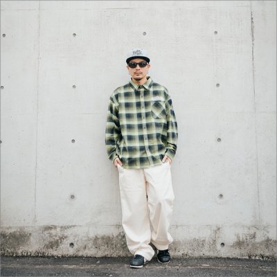 画像6: 【送料無料】KustomStyle カスタムスタイル HAVOC L/Sチェックシャツ GREEN