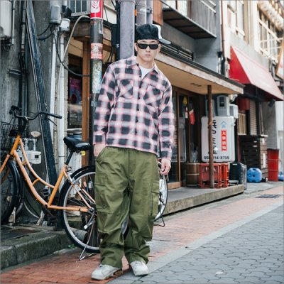 画像6: 【送料無料】BLUCO ブルコ プリントフランネルチェックシャツ -OMBRE- RED