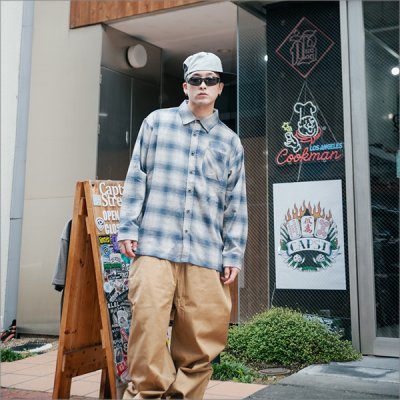 画像6: 【送料無料】KustomStyle カスタムスタイル HAVOC L/Sチェックシャツ L.BLUE