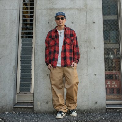 画像6: 【送料無料】BLUCO ブルコ ヘビーフランネルチェックシャツ -BUFFALO- RED