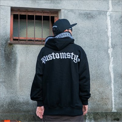 画像8: 【送料無料】KustomStyle カスタムスタイル ARCHED OLD ENGLISH プルオーバーパーカー BLACK