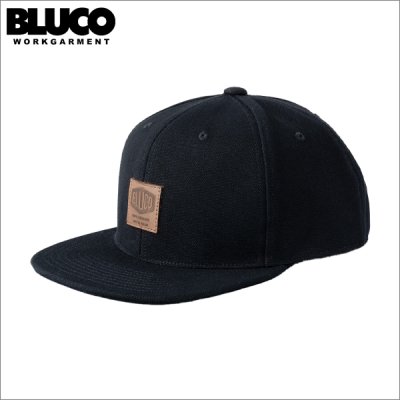 画像1: BLUCO ブルコ 6パネル キャンバスキャップ -LEATHER PATCH- BLACK
