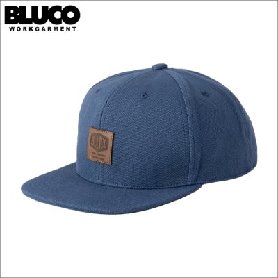 画像1: BLUCO ブルコ 6パネル キャンバスキャップ -LEATHER PATCH- NAVY