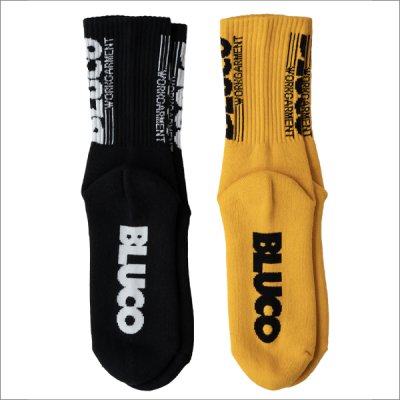 画像3: BLUCO ブルコ 2-PACK SOX -Logo- BLACK/WHITE・YELLOW/BLACK