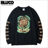 BLUCO ブルコ HEAVY DRY COTTON PRINT L/S TEE -Artwork by 遊鷹- BLACK
