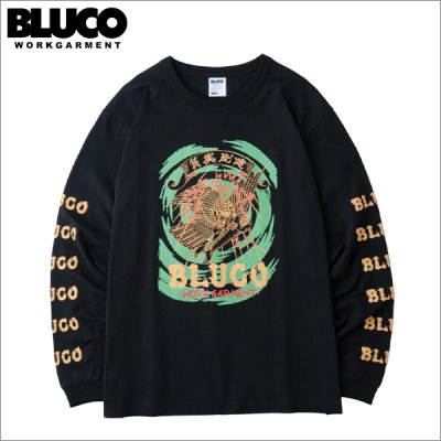 画像1: BLUCO ブルコ HEAVY DRY COTTON PRINT L/S TEE -Artwork by 遊鷹- BLACK