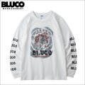 BLUCO ブルコ HEAVY DRY COTTON PRINT L/S TEE -Artwork by 遊鷹- WHITE