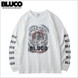 BLUCO ブルコ HEAVY DRY COTTON PRINT L/S TEE -Artwork by 遊鷹- WHITE