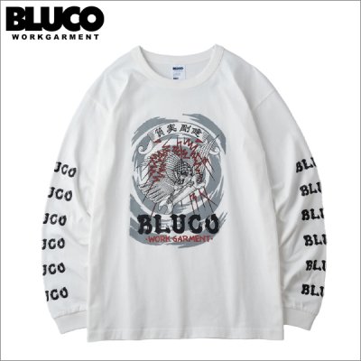画像1: BLUCO ブルコ HEAVY DRY COTTON PRINT L/S TEE -Artwork by 遊鷹- WHITE