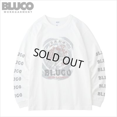 画像1: 【20％OFF】BLUCO ブルコ HEAVY DRY COTTON PRINT L/S TEE -Artwork by 遊鷹- WHITE