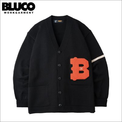 画像1: 【送料無料】BLUCO ブルコ LETTERED CARDIGAN BLACK