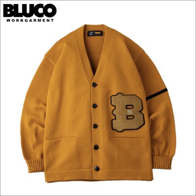 画像1: 【送料無料】BLUCO ブルコ LETTERED CARDIGAN MUSTARD