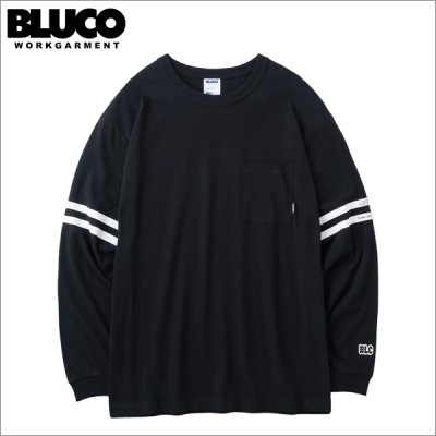 画像1: BLUCO ブルコ ドライコットン ポケットTシャツ L/S -Line- BLACK