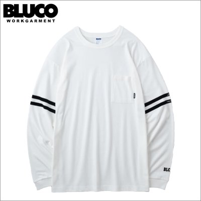 画像1: BLUCO ブルコ ドライコットン ポケットTシャツ L/S -Line- WHITE