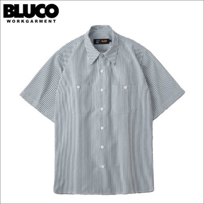 画像1: 【送料無料】BLUCO ブルコ スタンダードワークシャツ S/S -Stripe- IVORY