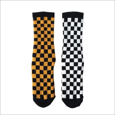 画像2: BLUCO ブルコ 2-PACK ソックス -CHECKER- WHITE/BLACK・MUSTARD/BLACK