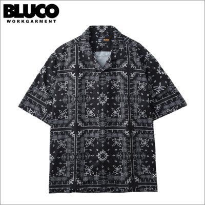 画像1: 【送料無料】BLUCO ブルコ オープンカラーシャツ -BANDANA- BLACK