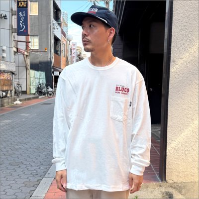 画像2: BLUCO ブルコ ポケット L/S TEE -BOLT- WHITE