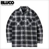 【送料無料】BLUCO ブルコ プリントフランネルチェックシャツ -OMBRE- BLACK