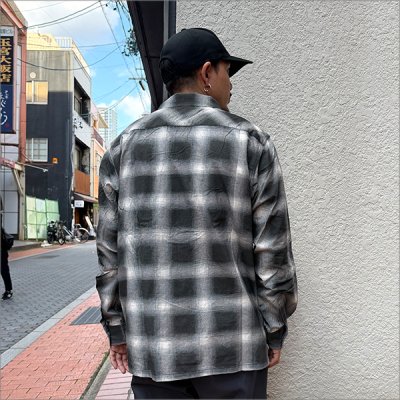 画像3: 【送料無料】BLUCO ブルコ プリントフランネルチェックシャツ -OMBRE- BLACK