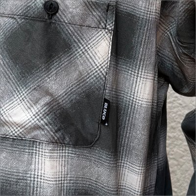 画像4: 【送料無料】BLUCO ブルコ プリントフランネルチェックシャツ -OMBRE- BLACK