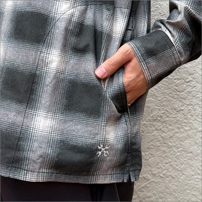 画像5: 【送料無料】BLUCO ブルコ プリントフランネルチェックシャツ -OMBRE- BLACK
