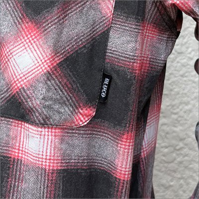 画像4: 【送料無料】BLUCO ブルコ プリントフランネルチェックシャツ -OMBRE- RED