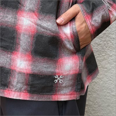 画像5: 【送料無料】BLUCO ブルコ プリントフランネルチェックシャツ -OMBRE- RED