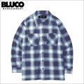 【送料無料】BLUCO ブルコ プリントフランネルチェックシャツ -OMBRE- NAVY