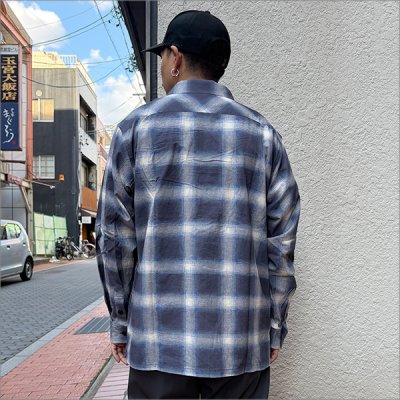 画像3: 【送料無料】BLUCO ブルコ プリントフランネルチェックシャツ -OMBRE- NAVY