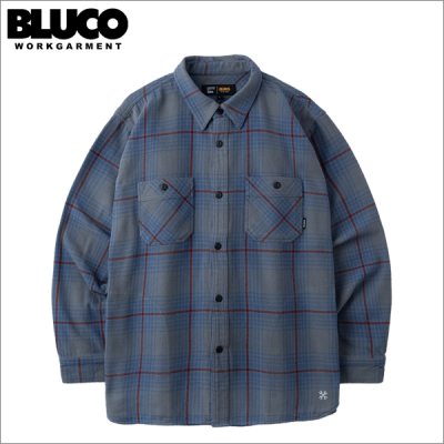 画像1: 【送料無料】BLUCO ブルコ ヘビーフランネルチェックシャツ -BUFFALO- GRAY