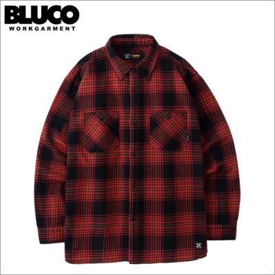 画像1: 【送料無料】BLUCO ブルコ ヘビーフランネルチェックシャツ -BUFFALO- RED