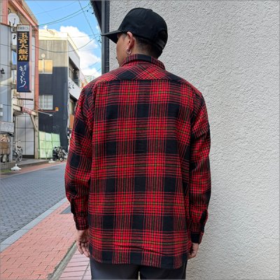 画像3: 【送料無料】BLUCO ブルコ ヘビーフランネルチェックシャツ -BUFFALO- RED